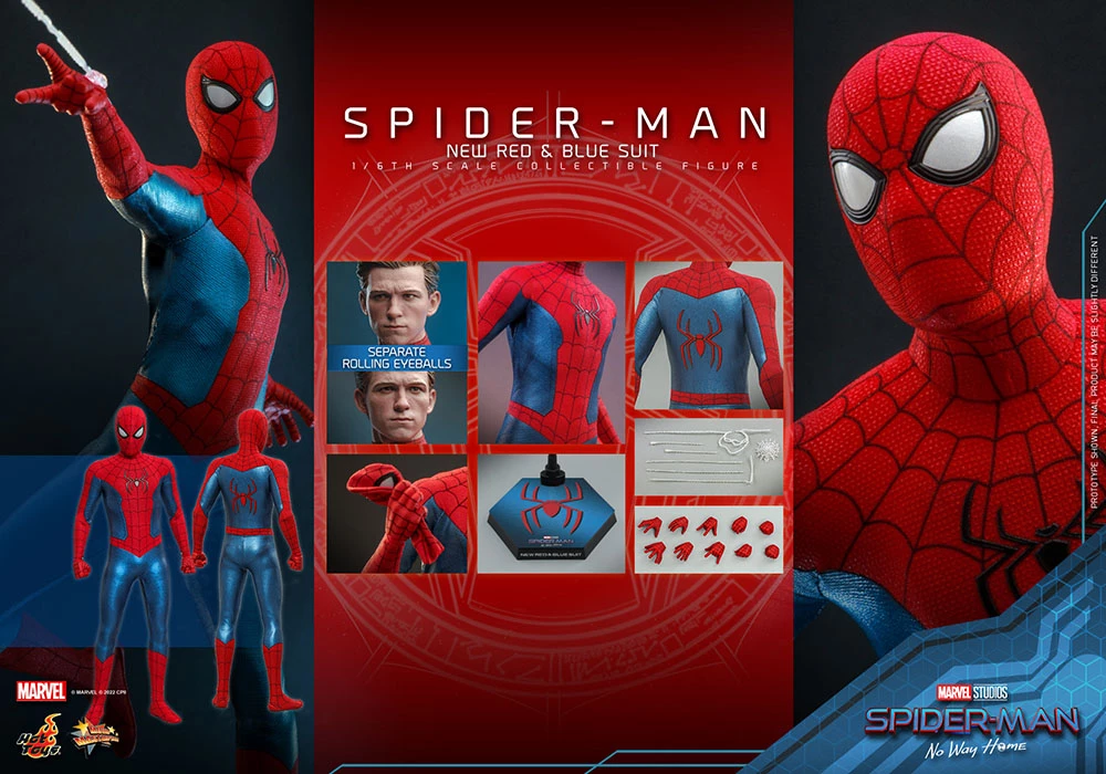 Hot Toys Spider-man: No Way Home Figurine Movie Masterpiece 1/6 Spider-man (new Red And Blue Suit) 28 Cm 2 Hot Toys Spider-man: No Way Home Figurine Movie Masterpiece 1/6 Spider-man (new Red And Blue Suit) 28 Cm – Image 2